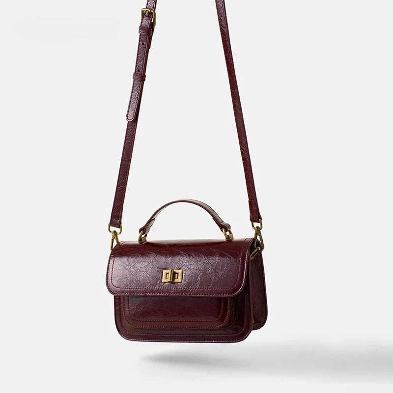 Genuine Leather Shoulder Bag Fashionable Versatile Design