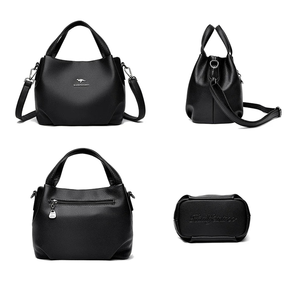 Soft Leather Top-Handle Bags Luxury Designer Handbag Solid Color Ladies Shoulder Bag