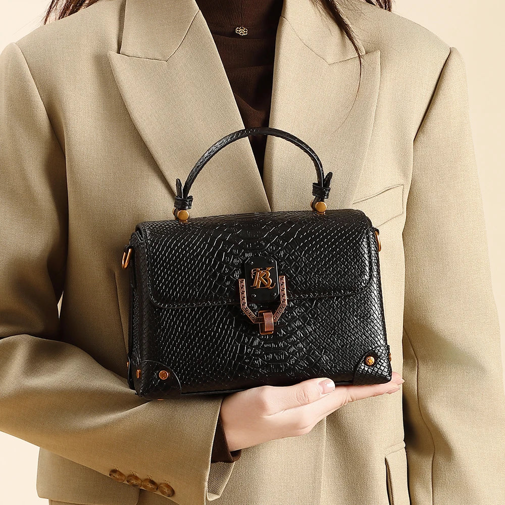 High-end style fashionable snake pattern shoulder crossbody bag