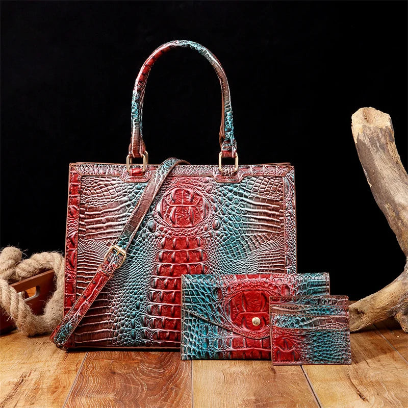 Trendy Vintage Crocodile Pattern Handbag Fashion Design