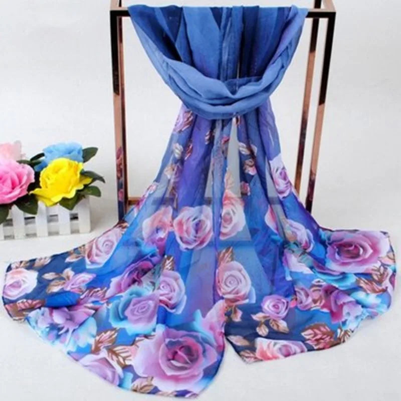 Chiffon Scarf Butterflies Branch Pattern Versatile Elegant