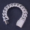 20MM 3 Rows Fashion Iced Cuban Bracelet Moon Shape Baguette Diamond Bracelets
