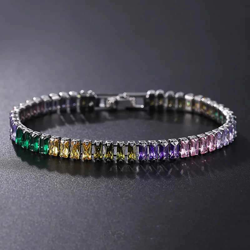 2.5*5mm Cubic Zirconia Bracelet Colorful CZ Tennis Bracelets For Women