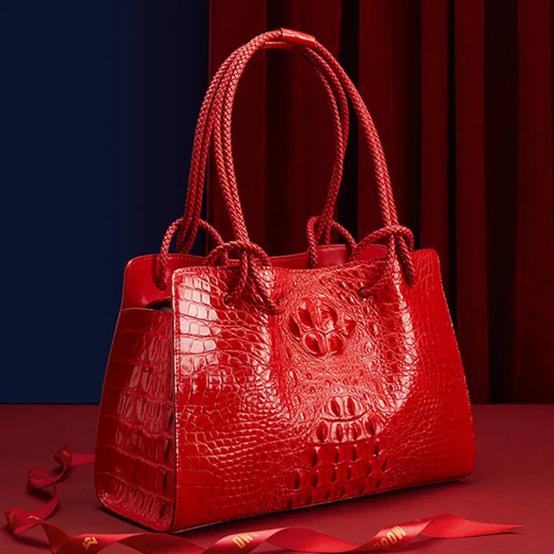 Luxury Genuine Leather Women's Bag Crocodile Pattern Handbag