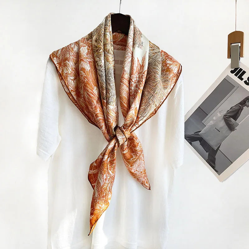 Large Square 100% Silk Scarf Neckerchief 90 Natural Silk Scarves