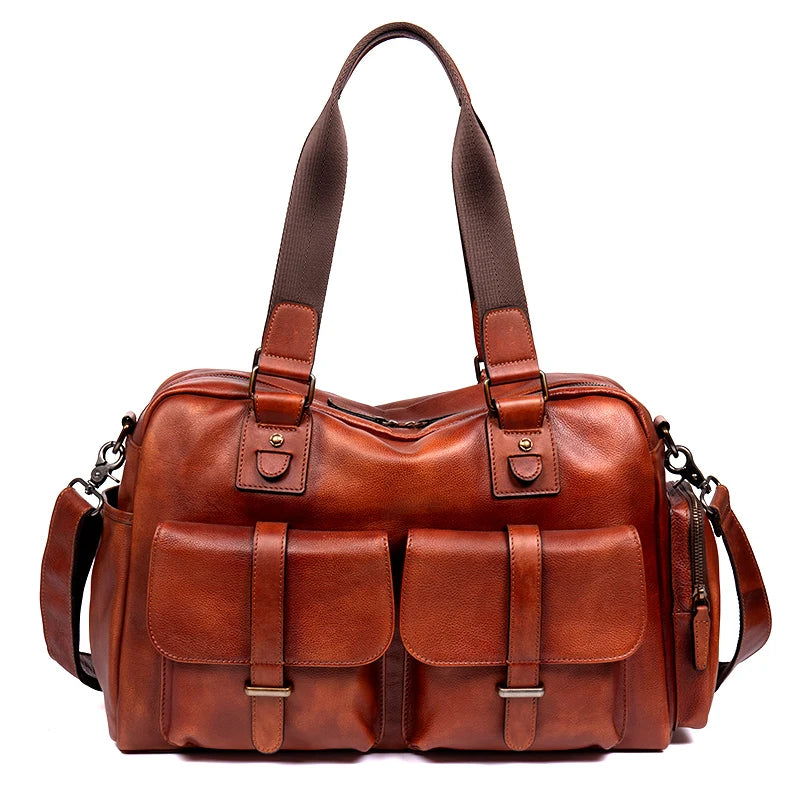Men's Travel Bag Genuine Leather Large Capacity Business Bag