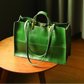 Genuine Leather Handbags Cowhide Large Capacity Tote Niche Retro Commuter Bags