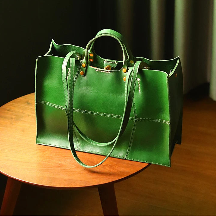 Genuine Leather Handbags Cowhide Large Capacity Tote Niche Retro Commuter Bags