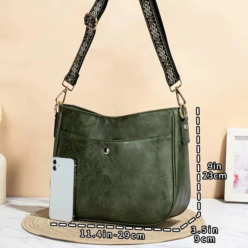 Fashionable Graphic Strap Crossbody & Tote Bag Premium PU Leather