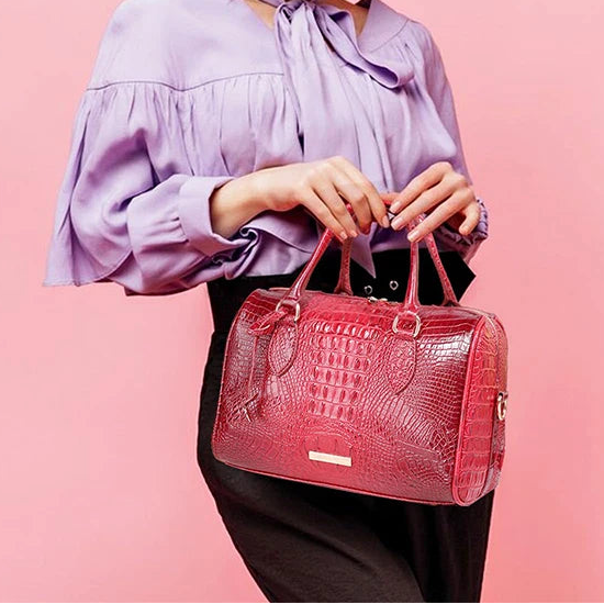 Top-Handle Crocodile Bag Crossbody Leather Tote Large Capacity