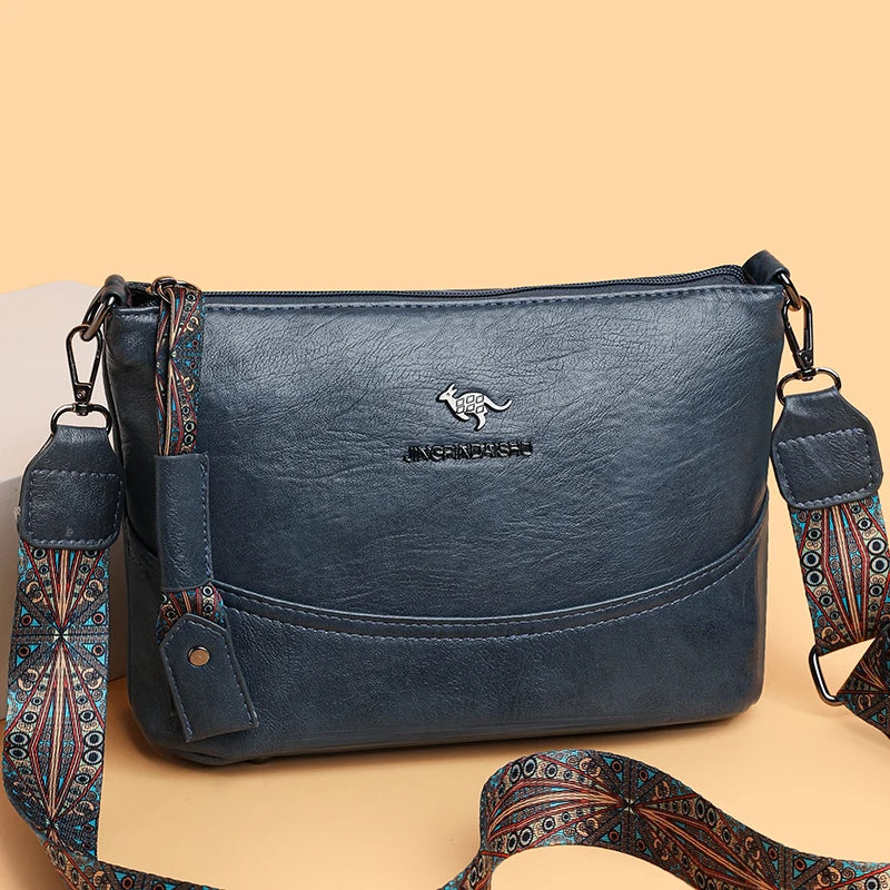Solid Color Luxury Designer High Quality Leather Handbag Purses Multifunctional