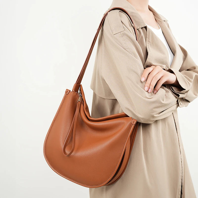 Genuine Leather Shoulder Bag Fashion Soft Tote