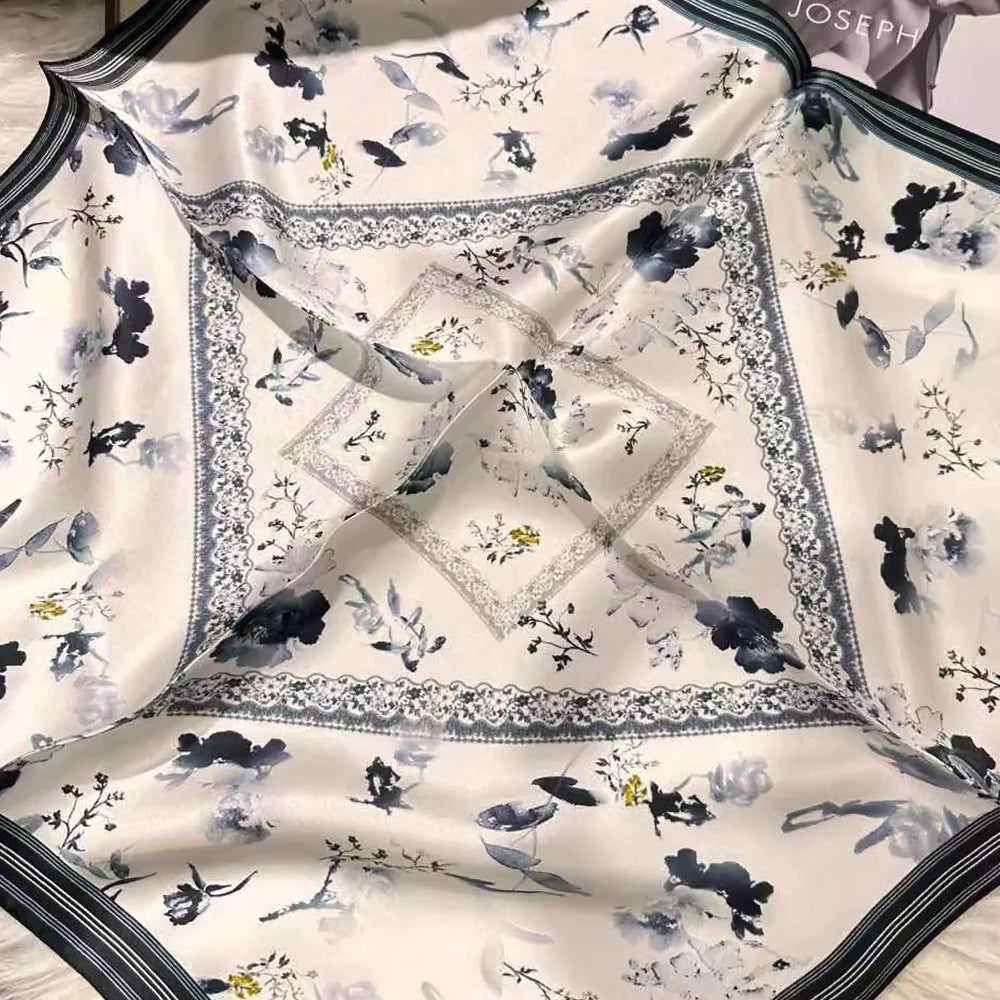 100% Silk Small Square Scarf Neckerchief for Women