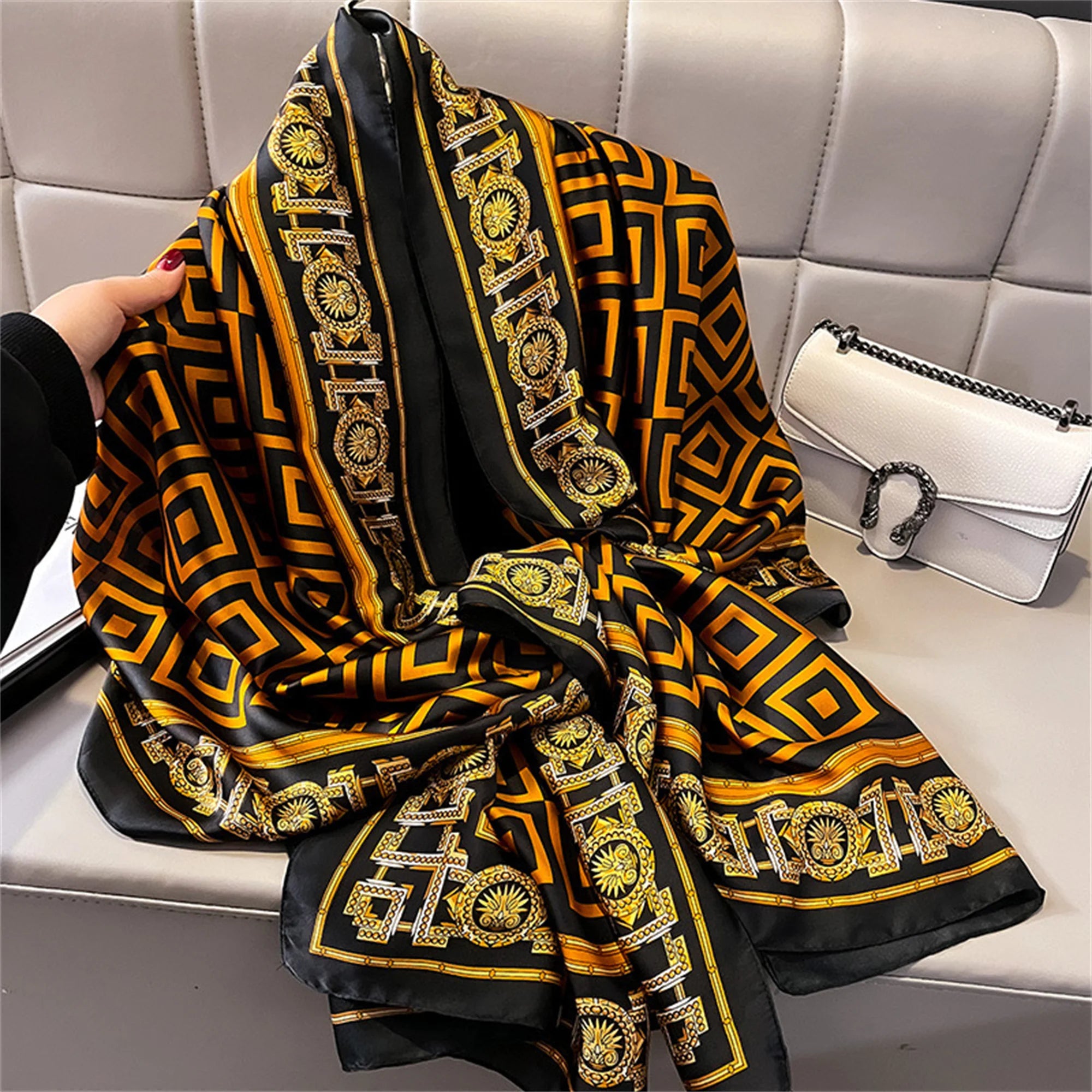 180*90cm Luxury Brand Women Scarf Summer Silk Shawl Lady Wrap Soft Design