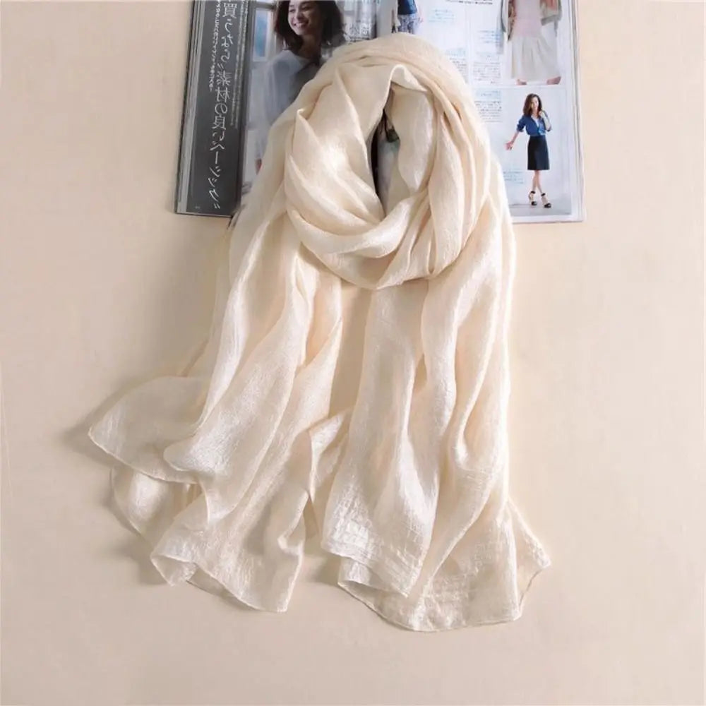 Pure Color Plain Scarf 180x85cm Linen Sunscreen Shawl