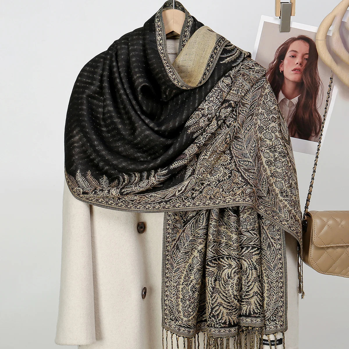 Paisley Embroidery Retro Cashew Cotton Scarf Wraps