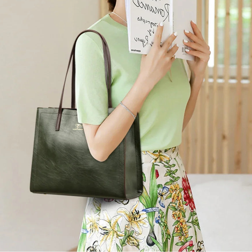 Vintage Large Capacity Shoulder Bag Top-Handle Design