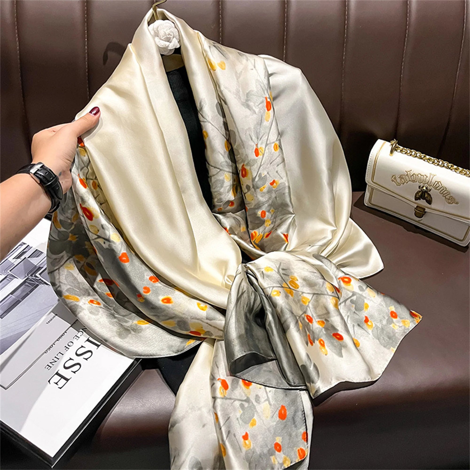 180*90cm Luxury Brand Women Scarf Summer Silk Shawl Lady Wrap Soft Design