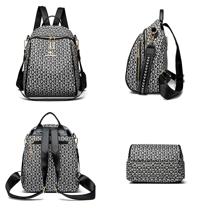 Fashion Retro Backpack Famous Designer Letter Printed Female Shoulder Bag