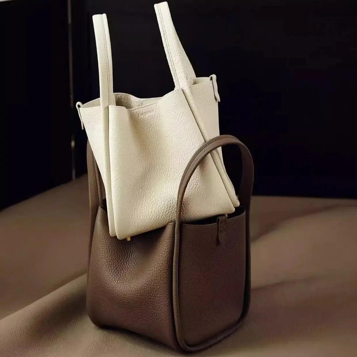 Bucket Bag Soft Leather Durable Versatile Large Capacity Handbag