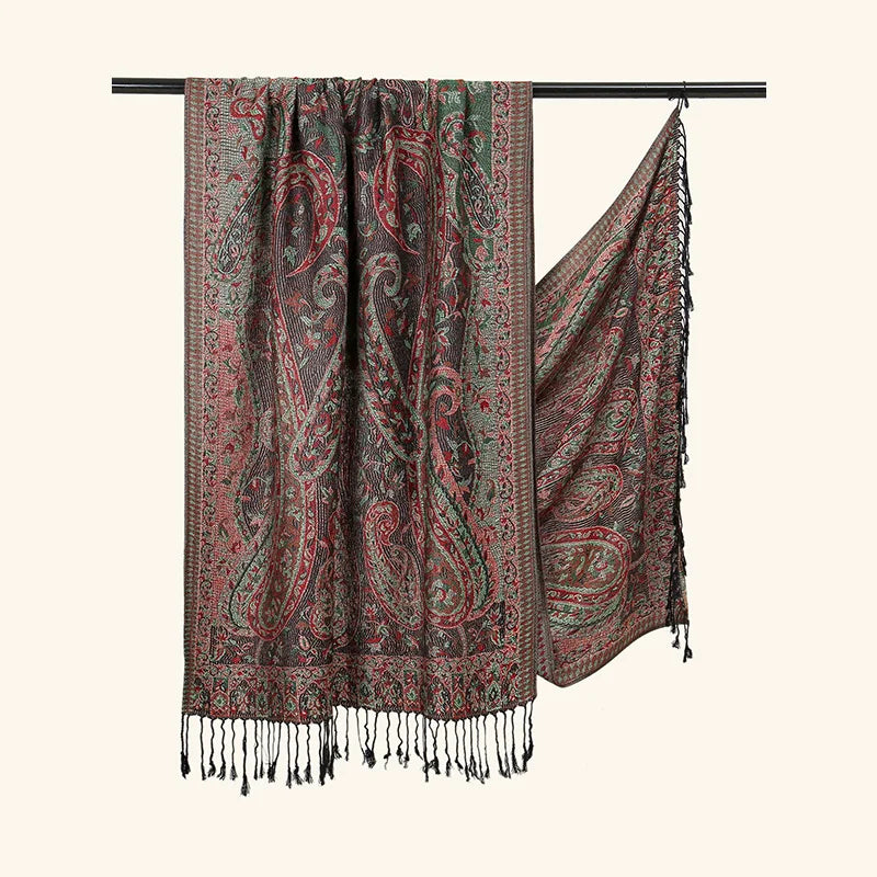 Retro Jacquard Paisley Tassel Scarf Cotton Shawls