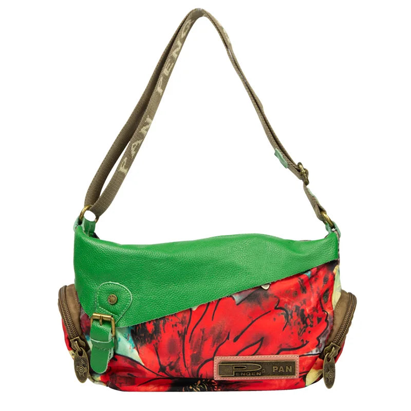 Luxury Fashion Bag Canvas With Leather Flowers Shoulder Bag