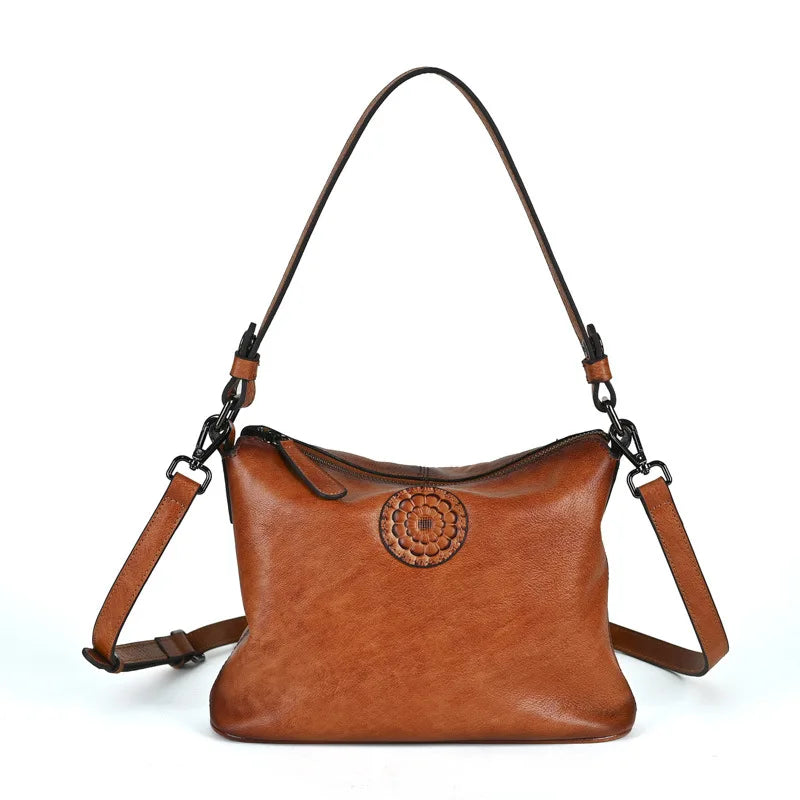 Retro Genuine Leather Soft Cowhide Shoulder Crossbody Bag