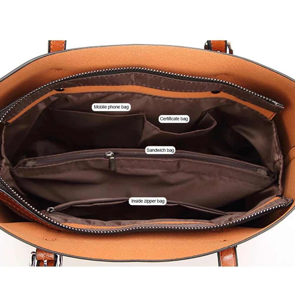Shoulder Bag Oil Wax Leather Tote Crossbody Bag Satchel