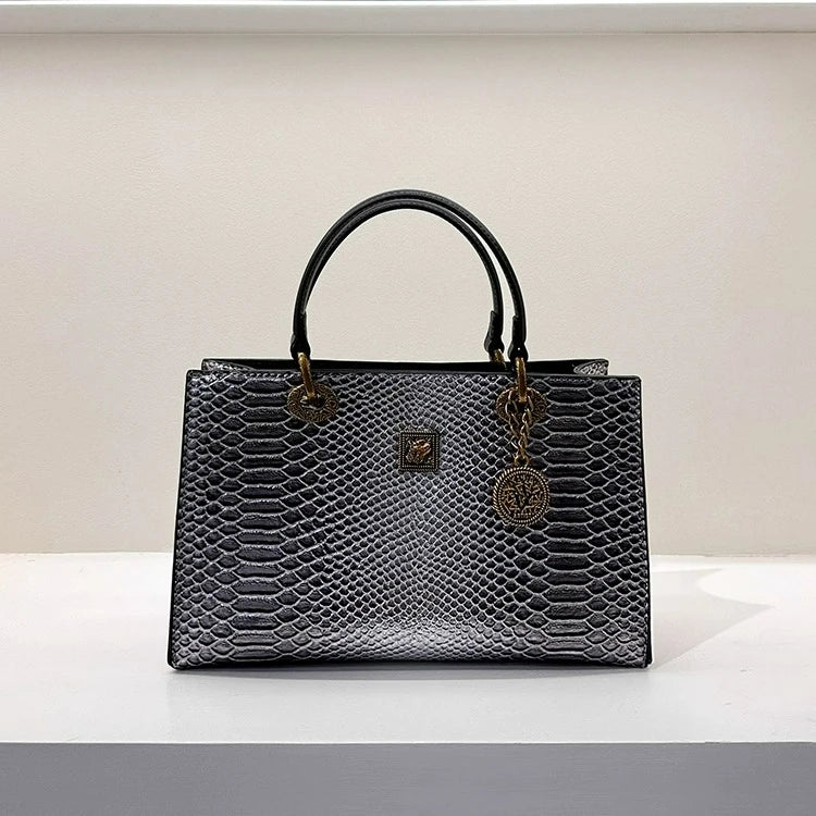 Luxury Design Quality Cowhide Snake Pattern Shoulder Bag
