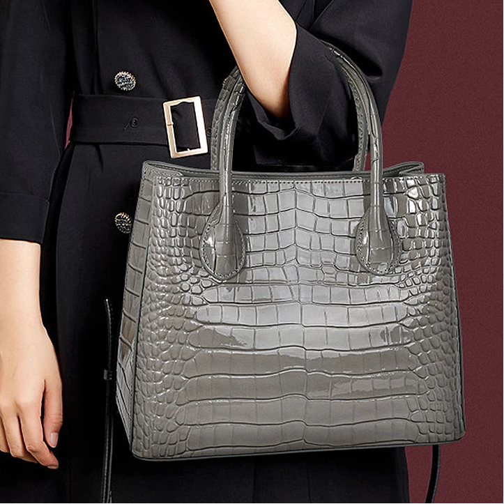 Fashionable women's handbag surface crocodile pattern luxury cowhide