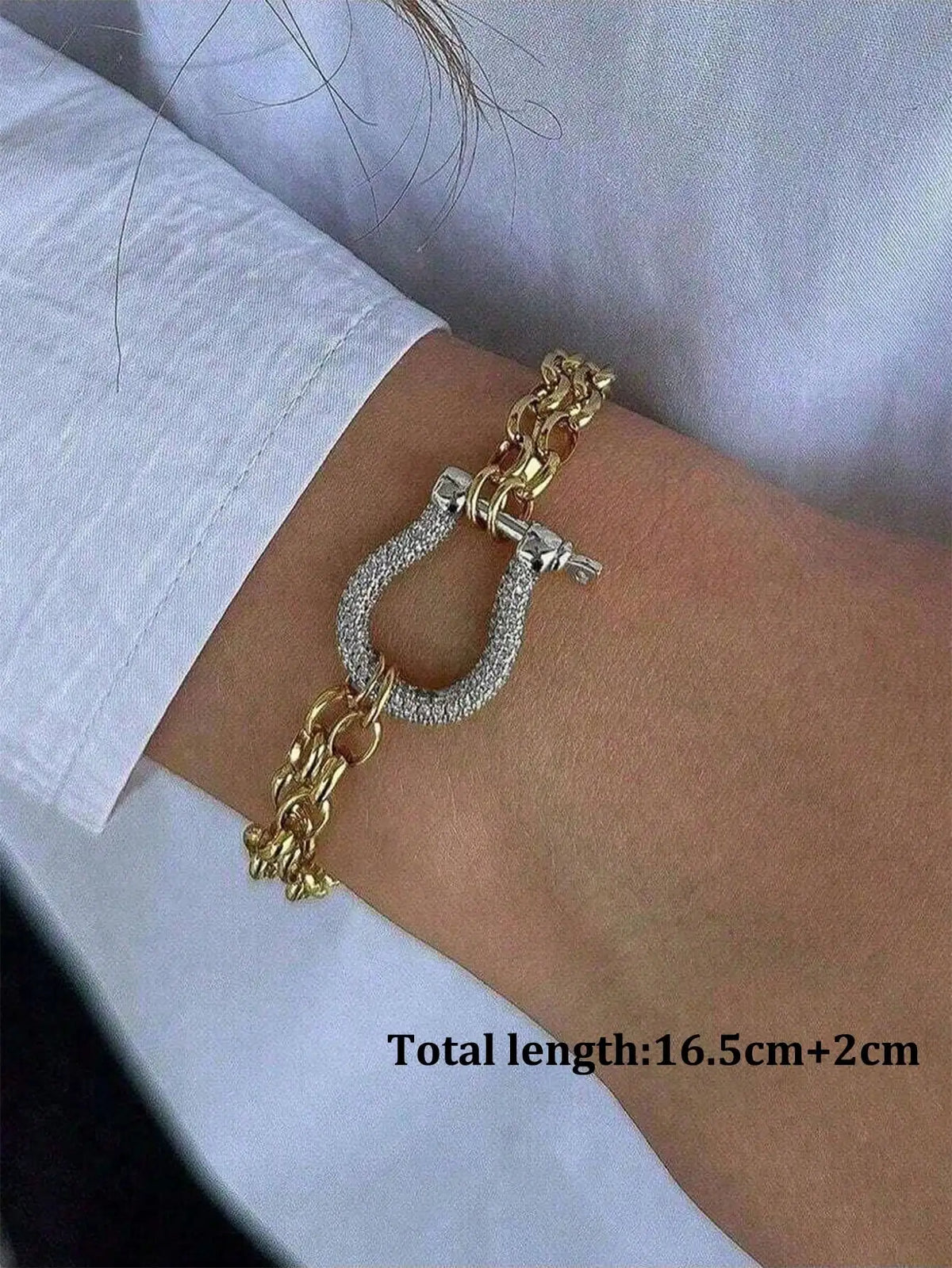 1PC Luxury Gold & Silver Horseshoe Chunky Chain Bracelets