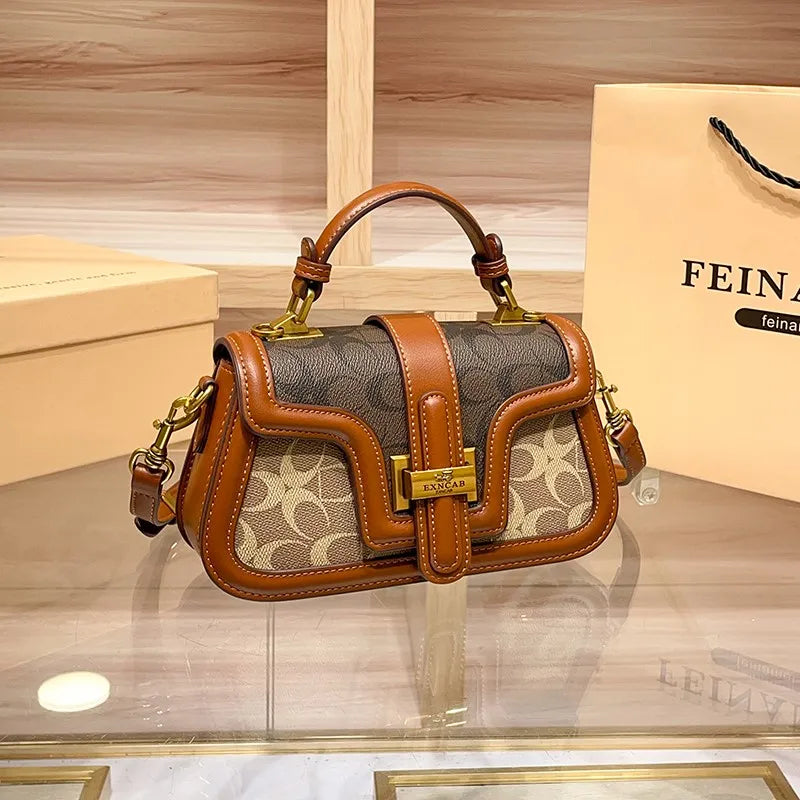 Light luxury niche design contrasting color saddle bag high-end handbag crossbody bag