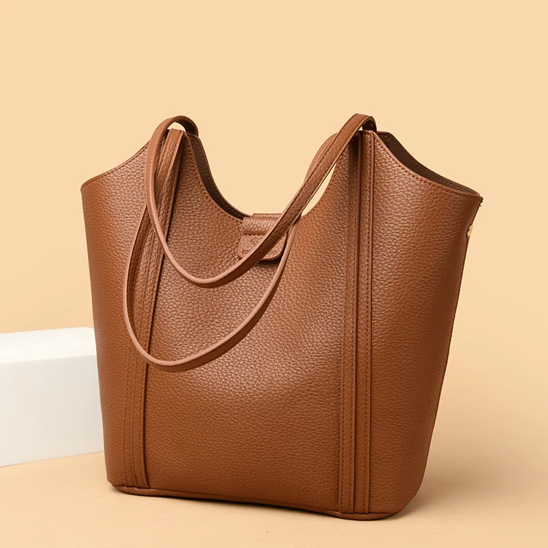 Women's Large Capacity Shoulder Bag Genuine Leather Tote