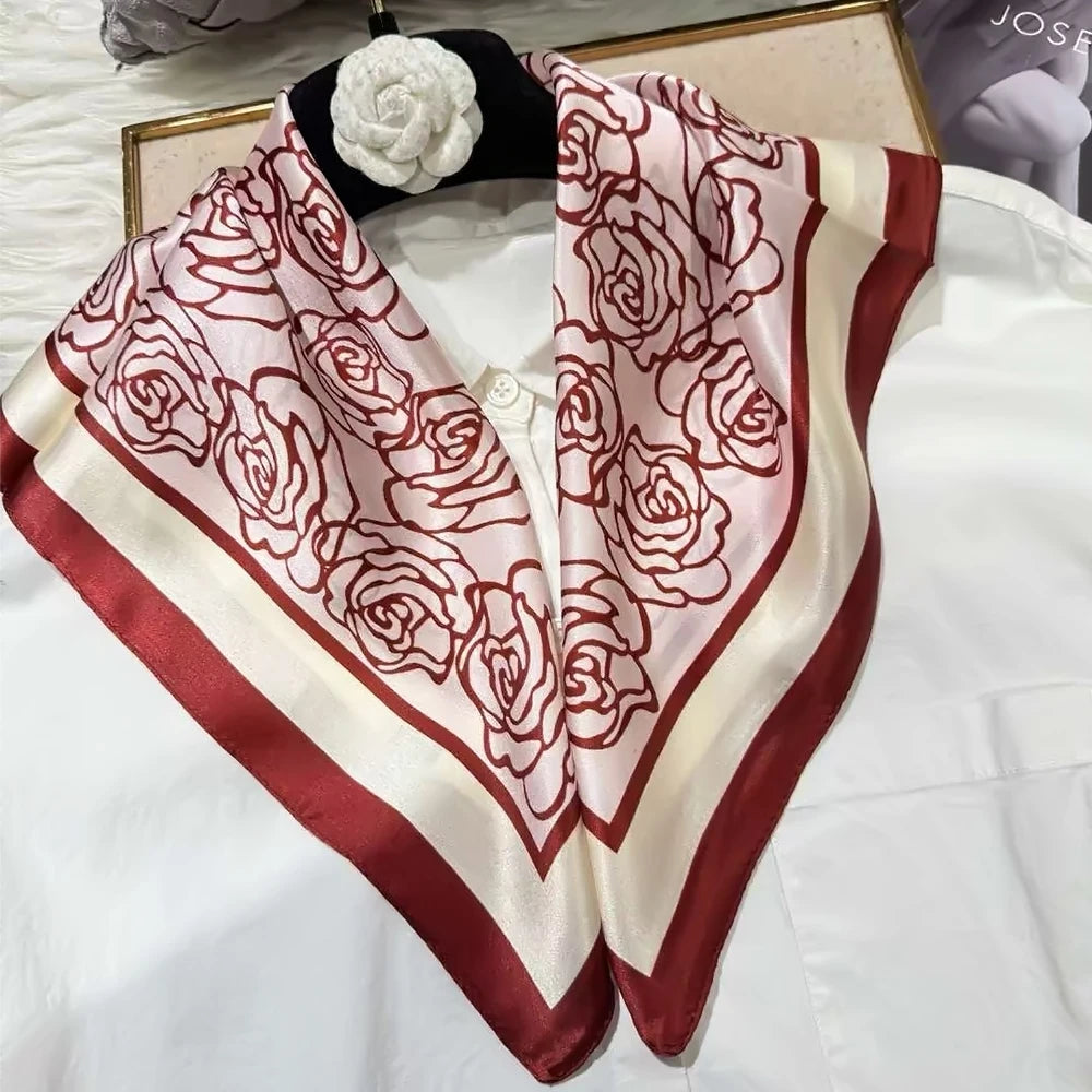 100% Silk Small Square Scarf Neckerchief for Women