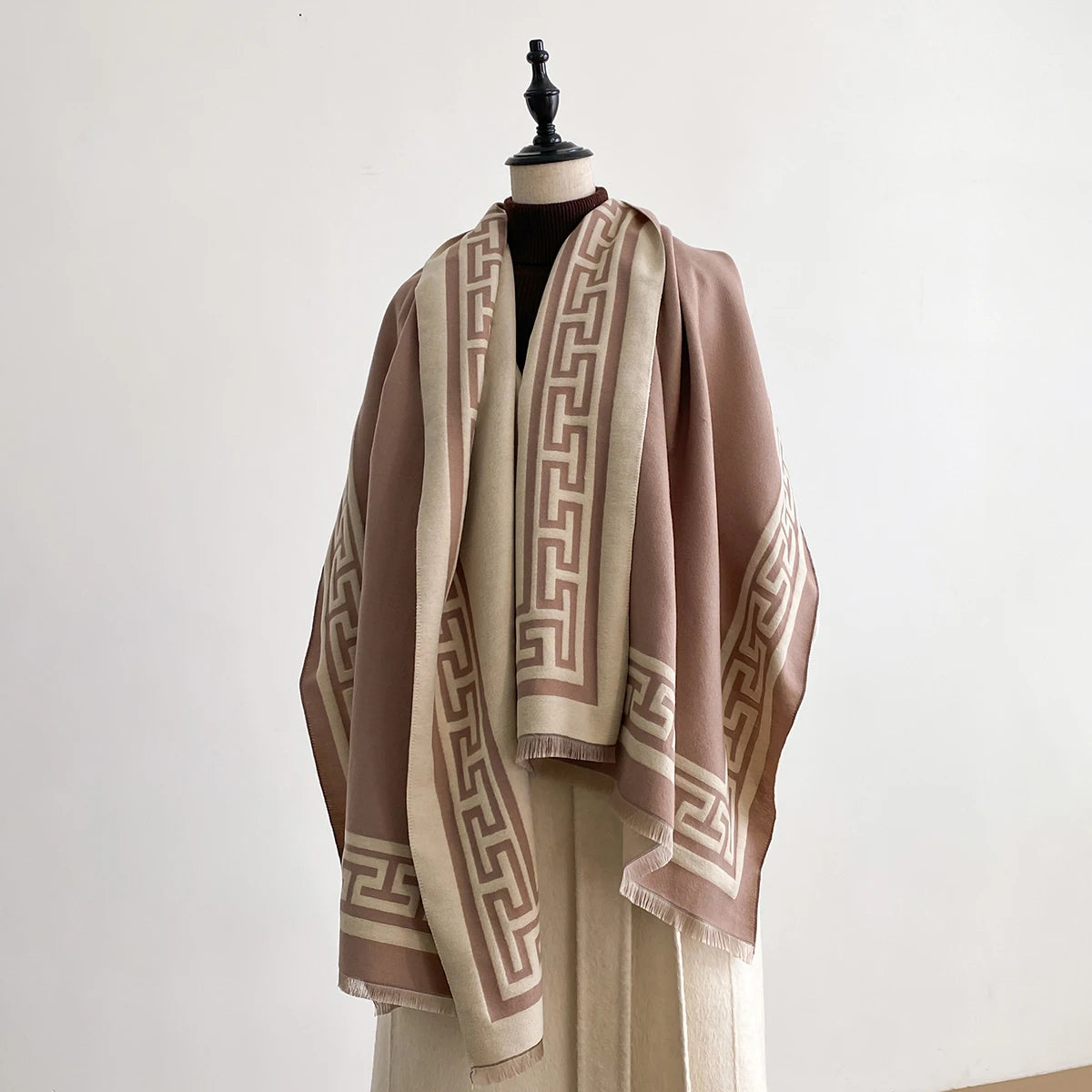 Women Geometry Print Shawl Warm Cashmere Luxury Scarf