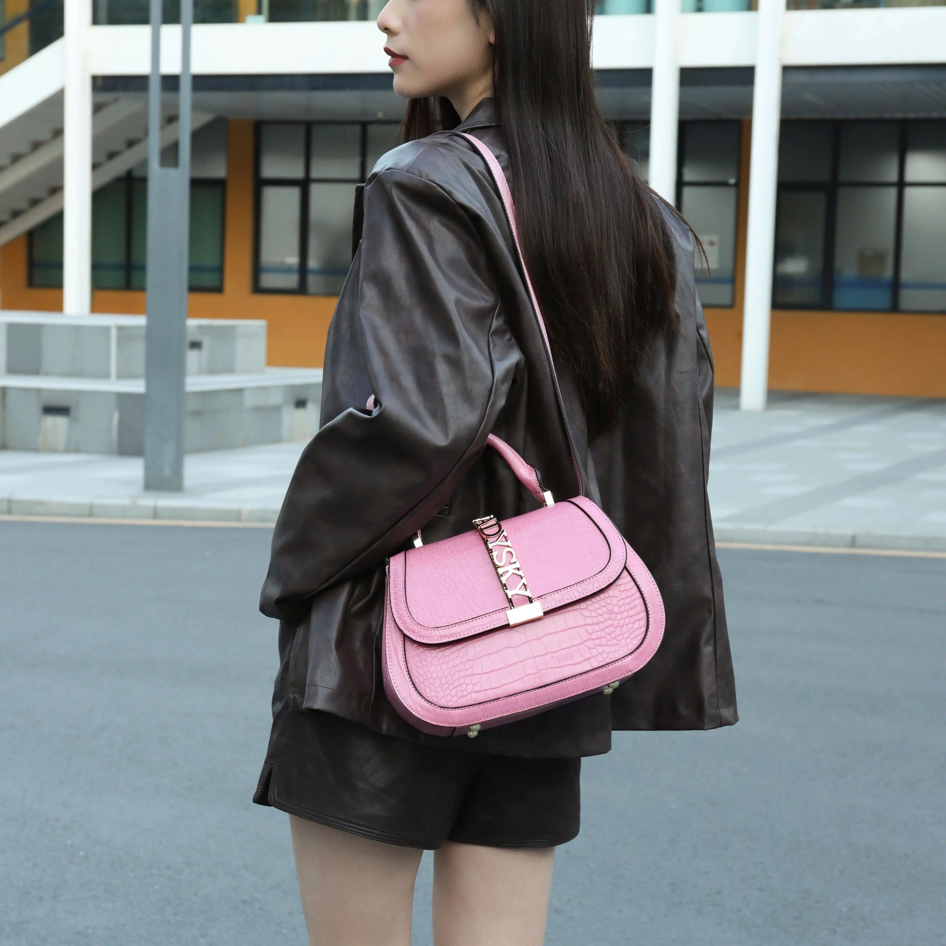 Ladies Fashion Quality Crocodile Pattern Shoulder Handbag