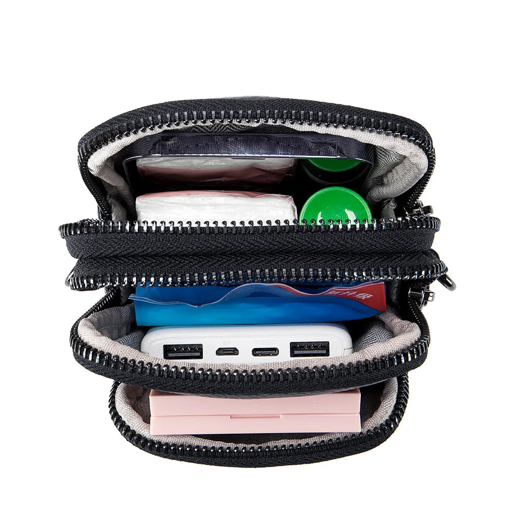Small Crossbody Wallet Phone Bag Leather Mini Crossbody Vertical Cell Phone Bag