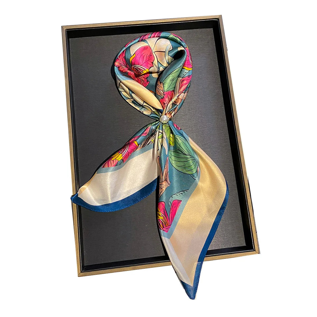 100% Real Silk Scarf Print Bandana 53cm Square Scarves