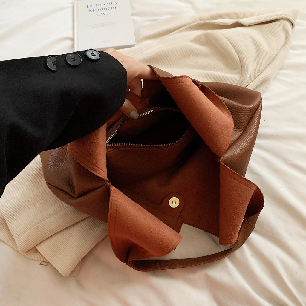 Lychee Pattern 2-IN-1 Shoulder Bag Set Soft PU Leather