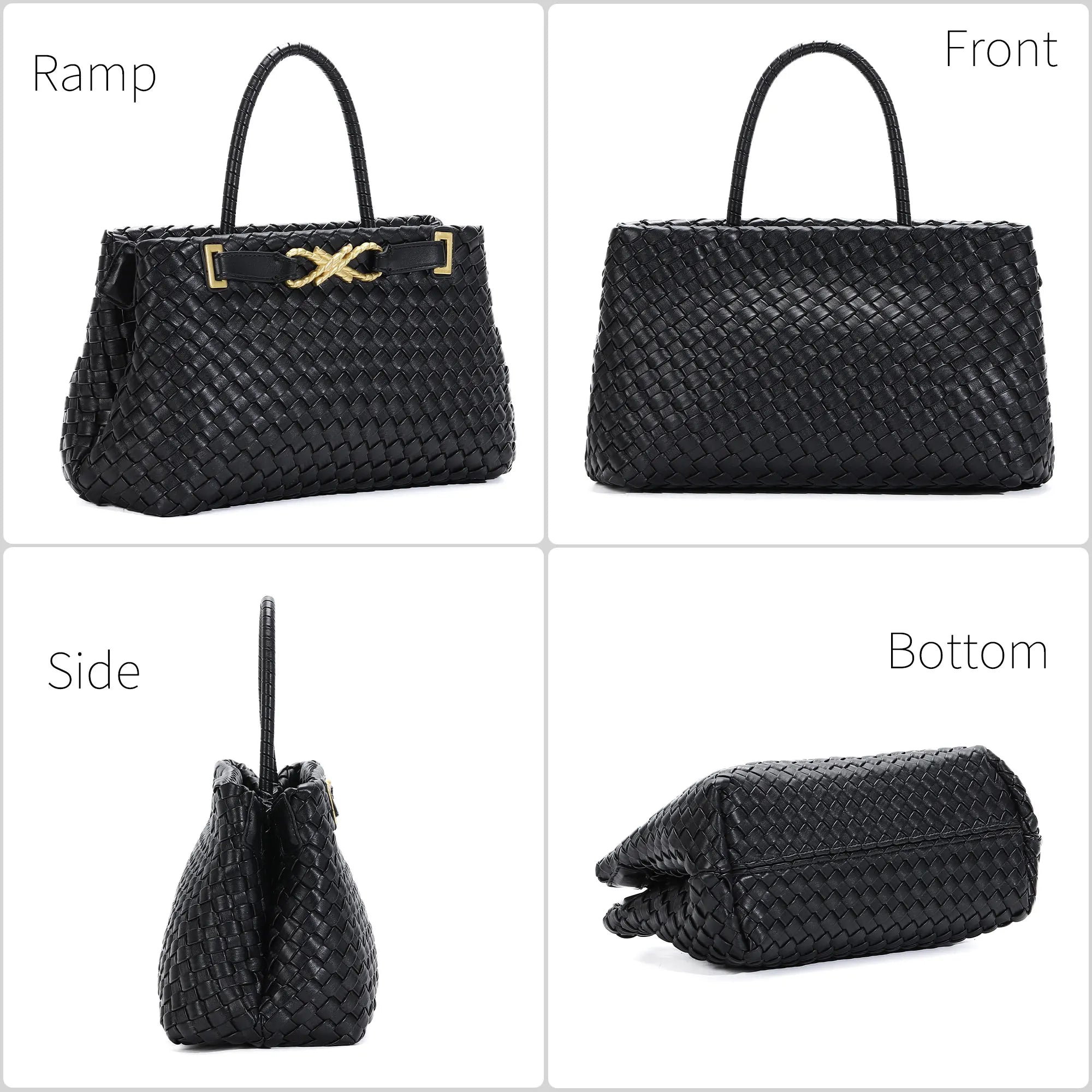 Woven Tote Bag for Women Vegan Leather Shoulder Handbag Design