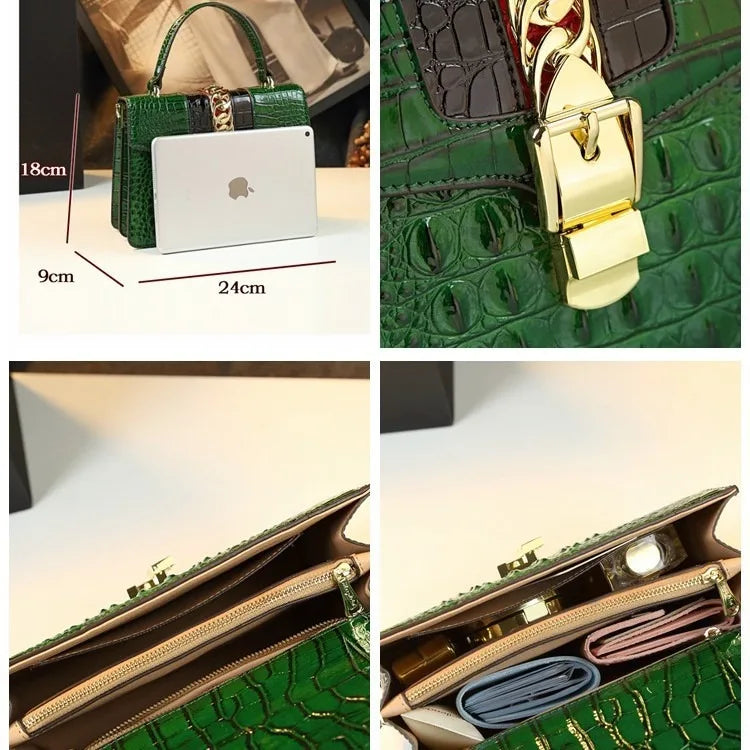 Women's fashion leather crocodile pattern handbag messenger bag small shoulder bag