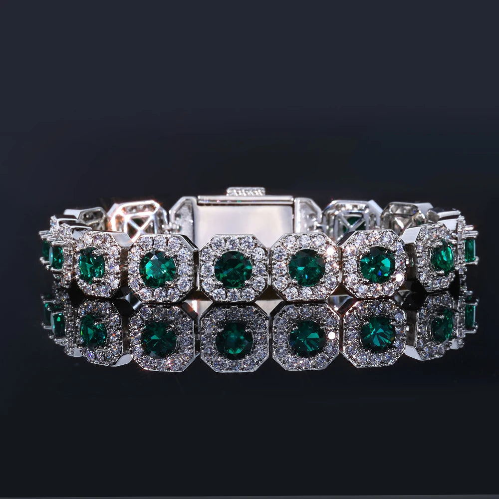 Emerald Crystal CZ Tennis Bracelets Geometric Vintage Style