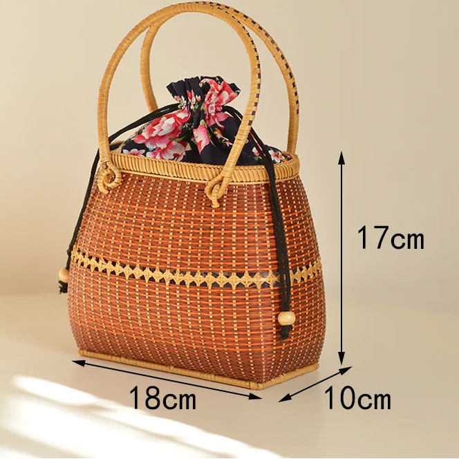 Handmade basket exotic style woven bamboo handbag