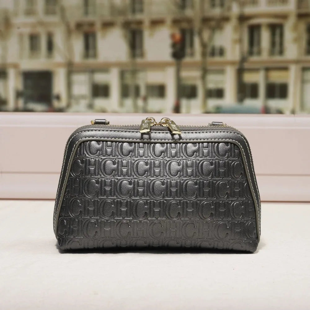 Fashionable Small Square Letter Embossed Chain Crossbody Bag