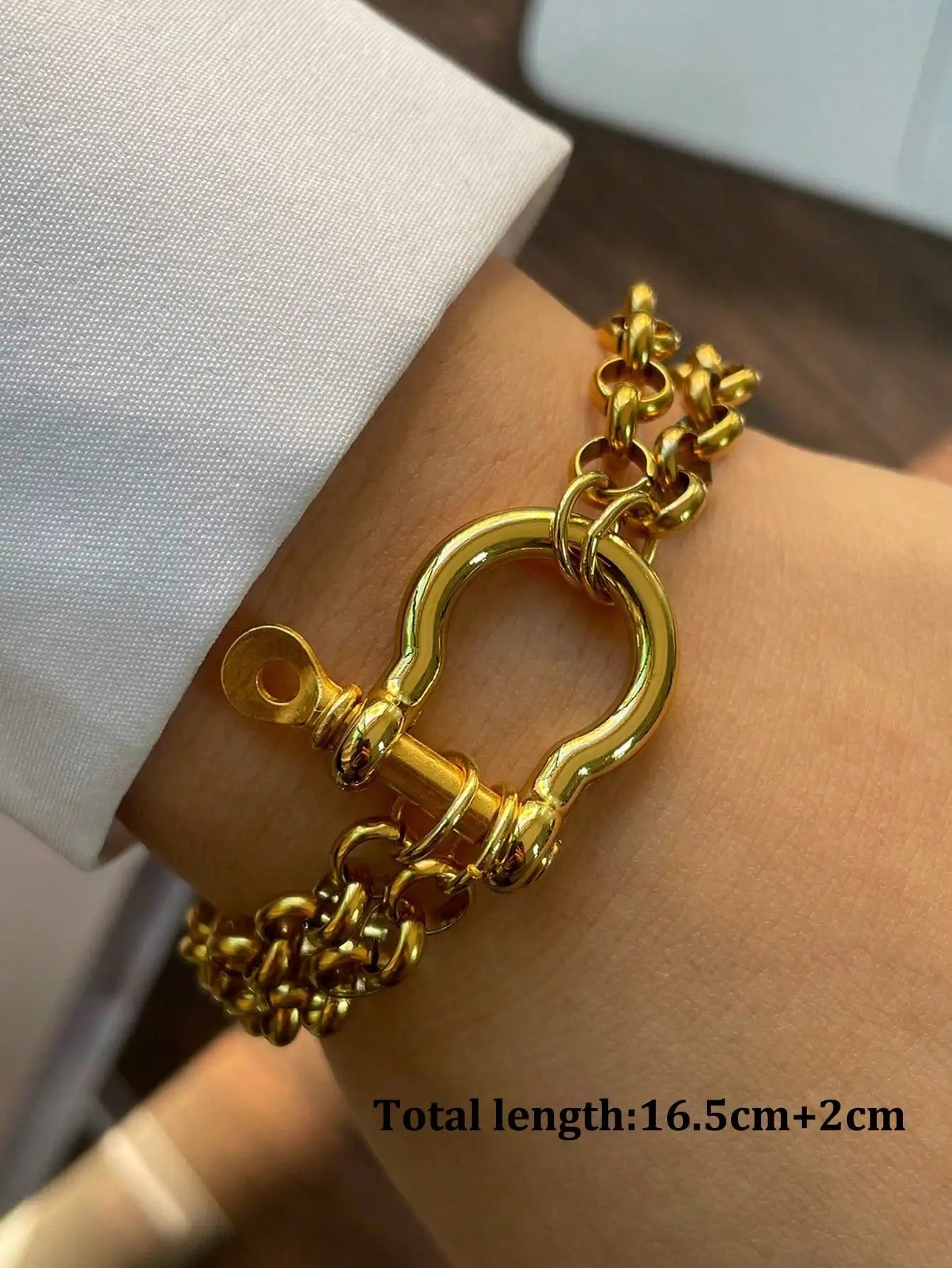1PC Luxury Gold & Silver Horseshoe Chunky Chain Bracelets