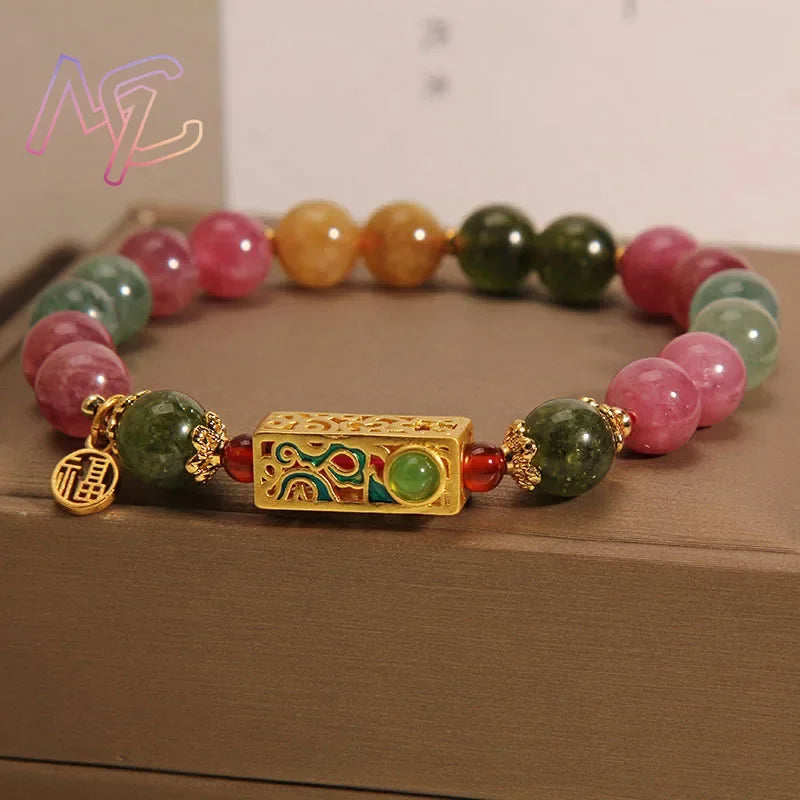 Natural Jade Agate Bracelet Exquisite Flower Design