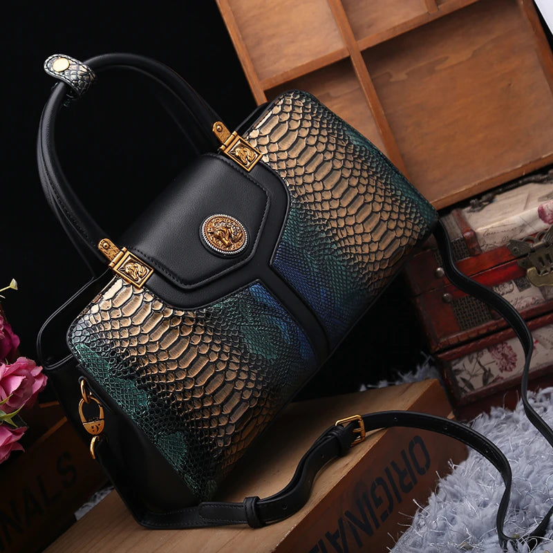 Fashionable Crocodile Pattern Leather Bag Large Capacity Handbag Stylish Bag
