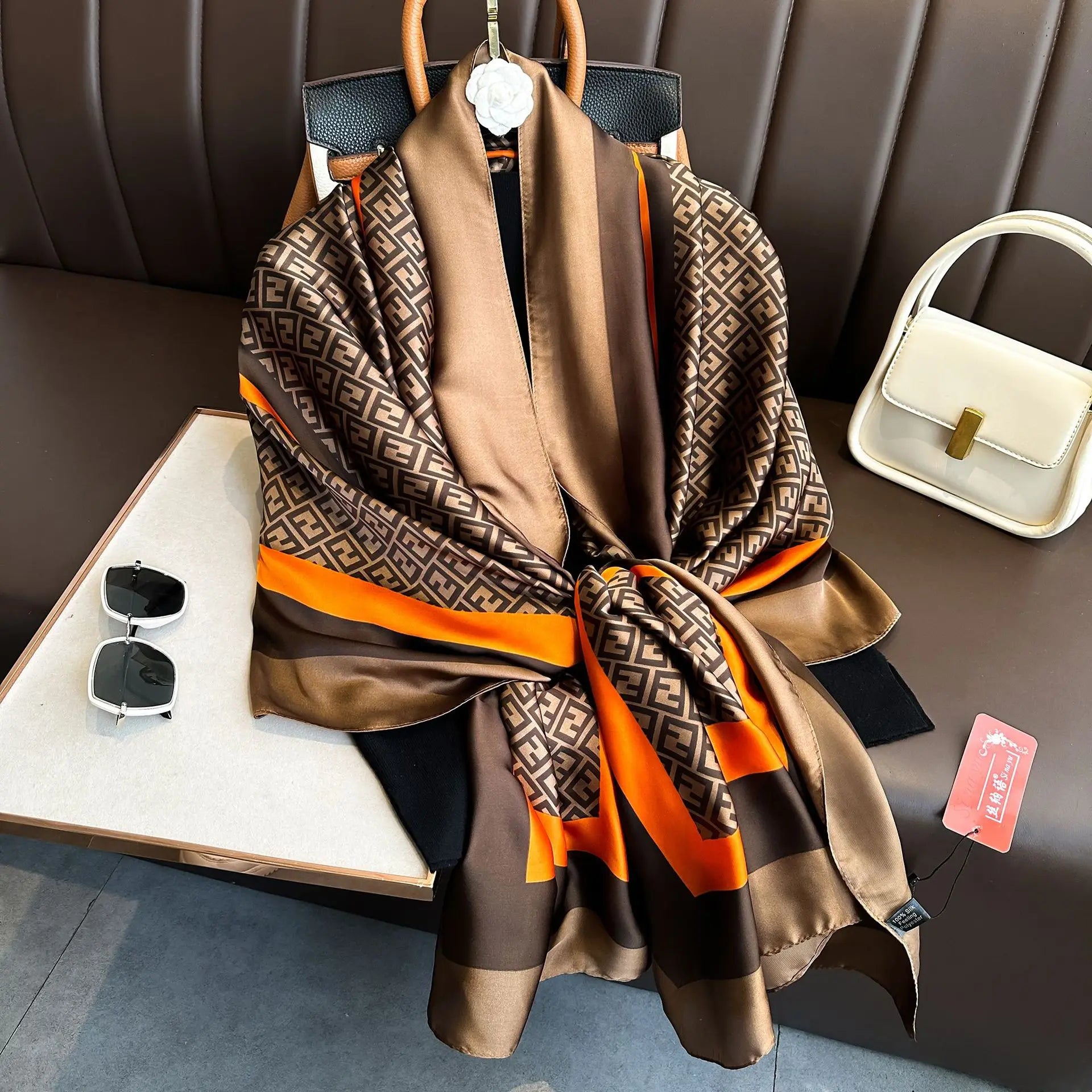 Luxury Brand Silk Scarves Women Fashion Print 180X90CM Long Silk Headscarf