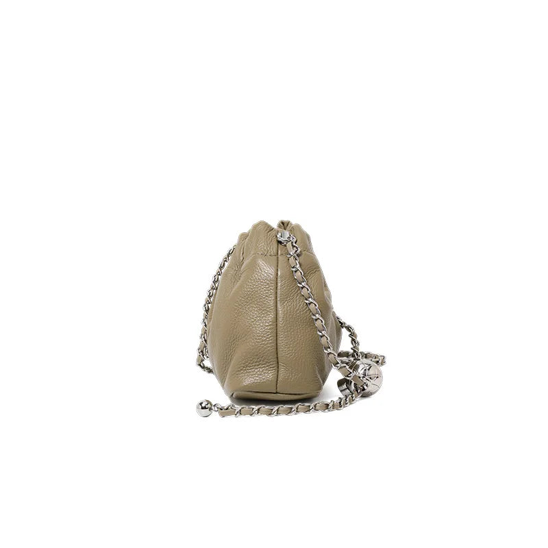 Lightweight Litchi Texture Genuine Cow Leather Cloud Bag