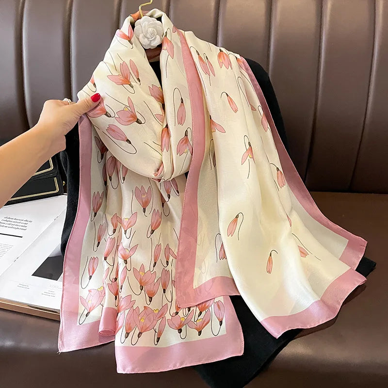180*90cm Luxury Brand Women Scarf Fashion Print Silk Scarves Summer Shawls Wraps